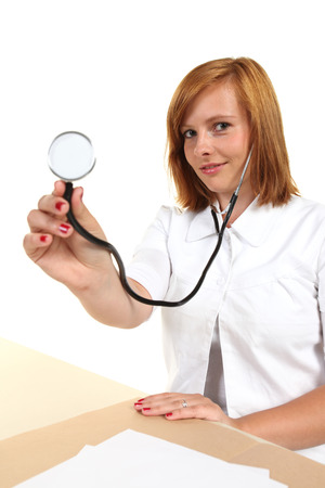 Beautiful female doctor with stethoscopeの写真素材