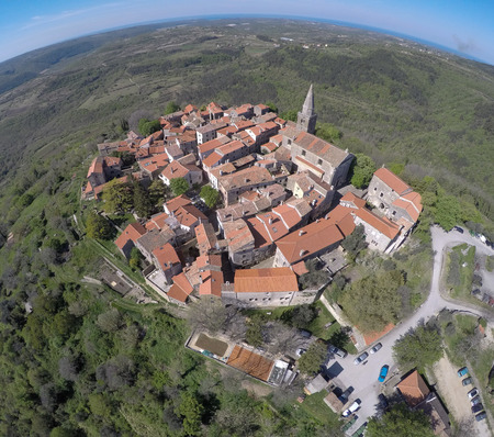 Aerial view on Groznjan, small istrian town.のeditorial素材