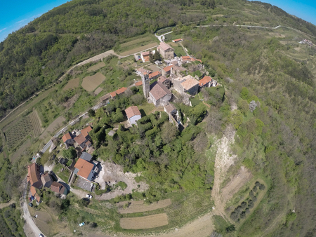 Aerial view on small village ZavrÅ¡je in Istria, Croatia.のeditorial素材