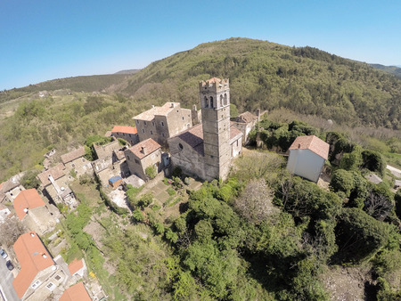 Aerial view on small village ZavrÅ¡je in Istria, Croatia.のeditorial素材