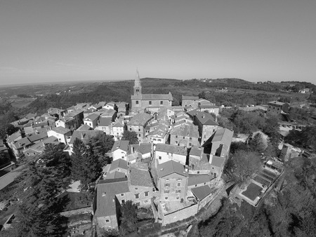 Aerial view on Groznjan, small istrian town.のeditorial素材