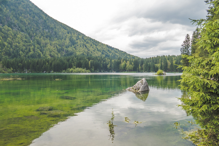 Beautiful Green Mountain Lake Landscape At Summer.の写真素材