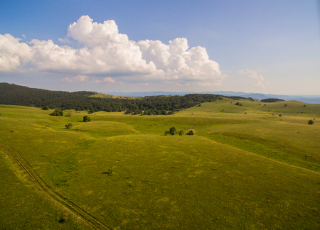 Aerial: Beautiful Fresh Green Mountain Landscapeの写真素材