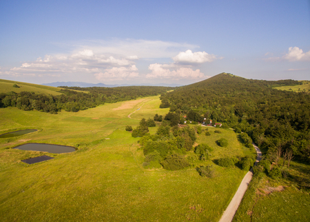 Aerial: Beautiful Fresh Green Mountain Landscapeの写真素材