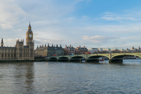 Houses Of Parliament, Big Ben And Westminster Bridge In London, UK At Day.の写真素材