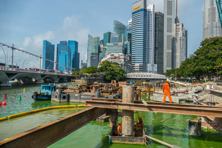 Singapore City, Singapore - 07 19 2015: View of building construction siteのeditorial素材