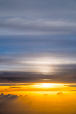 Amazing Beautiful Panorama Of Sunset Sunrise Above Cloudsの写真素材