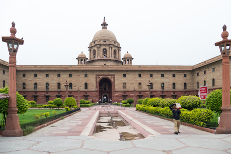 Beautiful View Of Rashtrapati Bhavan President's Estate In New Delhi, India.のeditorial素材