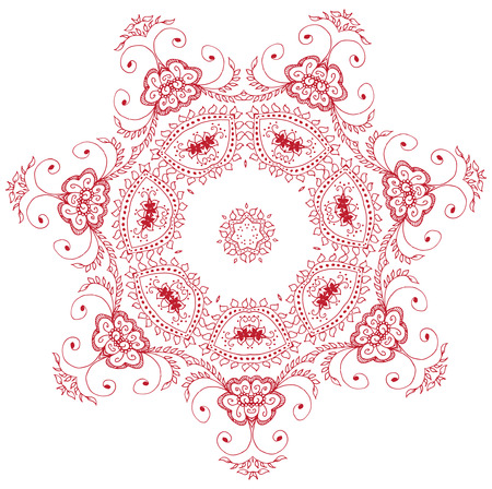 Ornament round decorative elements. Oriental anti-stress therapy pattern, illustration. Outline Mandala for coloring book.のイラスト素材
