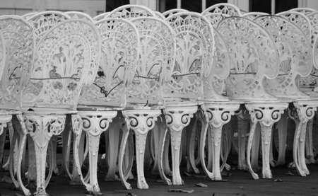 White chairs in a rowの写真素材