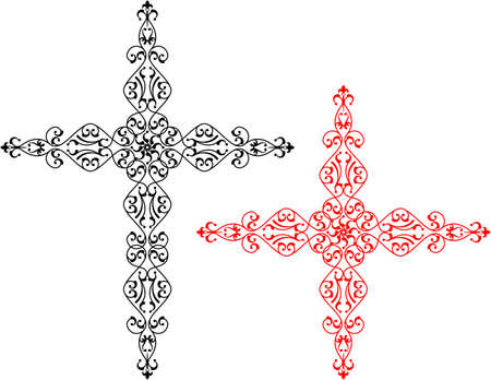 Cross illustration with curves and swirls design.のイラスト素材