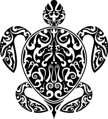 Turtle Tribal Tattoo Artistic Vector Art Illustrationのイラスト素材