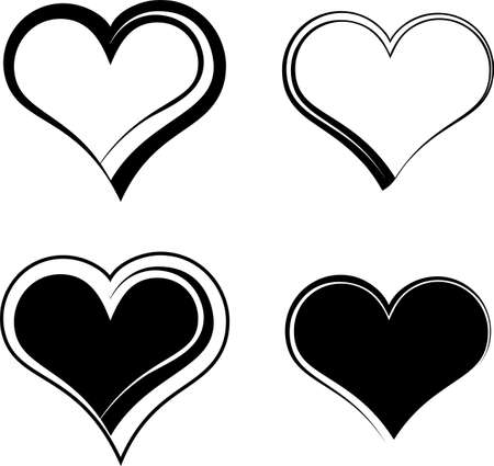 Calligraphic Heart Shape Collection Vector Art Illustrationのイラスト素材
