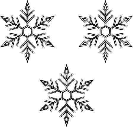 Snowflake Calligraphic vector illustration setのイラスト素材