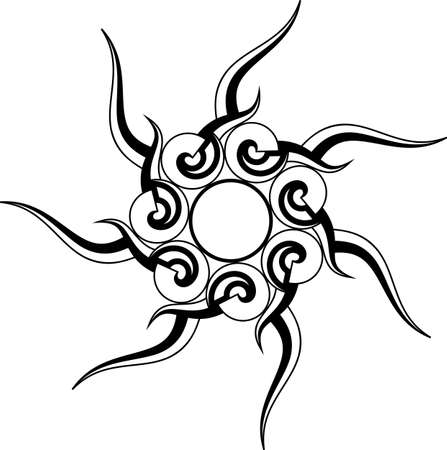 Sun Tribal Tattoo Design Art Illustration.のイラスト素材