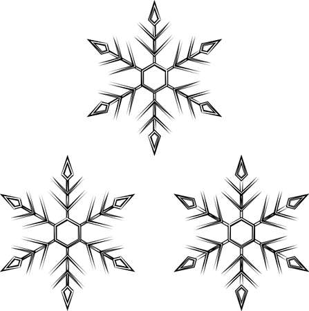 Snowflake Calligraphic, Snow, Ice Crystal Shape Vector Art Illustrationのイラスト素材
