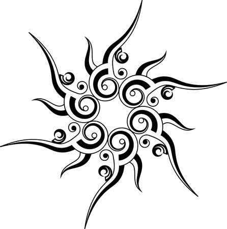 Sun Tribal Tattoo Design Vector Art Illustrationのイラスト素材