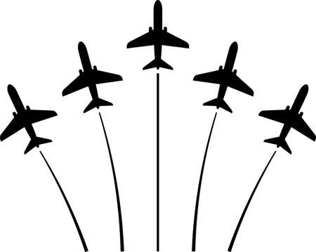 Airplane Flying Formation, Air Show Display vector illustrationのイラスト素材