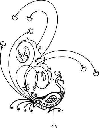 Peacock Hand Drawn Design Vector Art Illustrationのイラスト素材