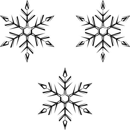 Snowflake Calligraphic vector illustration setのイラスト素材