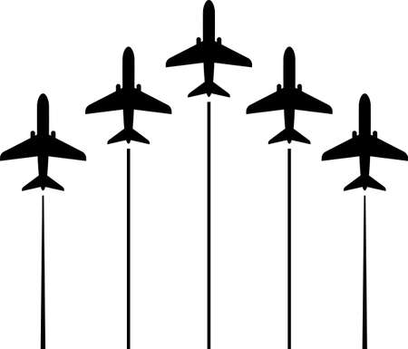 Airplane Flying Formation, Air Show Display vector illustrationのイラスト素材