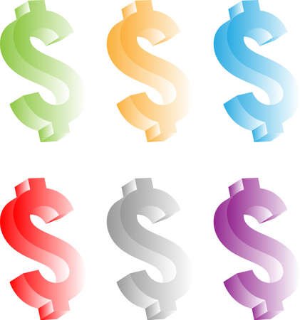Dollar Sign 3d Vector Art Illustration setのイラスト素材