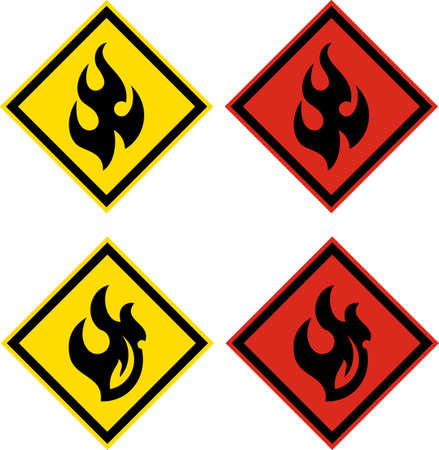 Flammable Warning Sign Vector Art Illustration setのイラスト素材