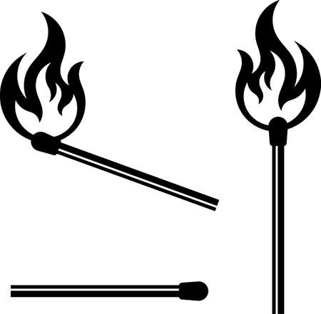 Lit Matchstick vector illustration setのイラスト素材