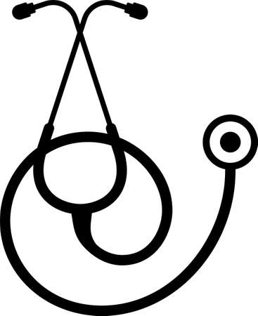 Stethoscope Icon, Acoustic Medical Device Art Illustration.のイラスト素材