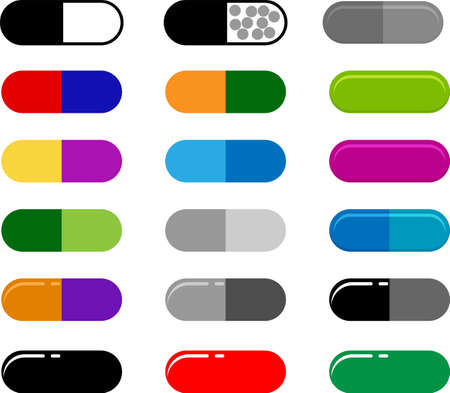 Capsule Pills Icon Collection Vector Art Illustrationのイラスト素材