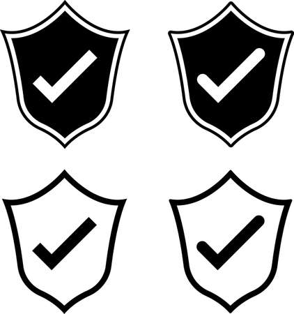 Shield With Check Mark Icon Design Vector Art Illustrationのイラスト素材