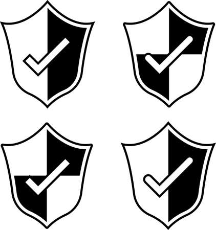 Shield With Check Mark Icon Design Vector Art Illustrationのイラスト素材