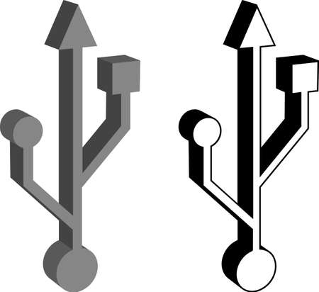 Usb Icon 3d, Universal Serial Bus Design Vector Art Illustrationのイラスト素材