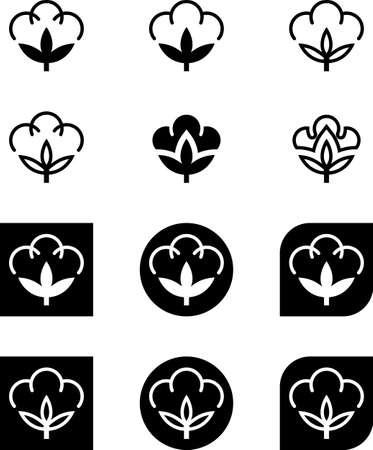 Cotton Flower Icon Collection, Cotton Ball, Cotton Fiber Vector Art Illustrationのイラスト素材