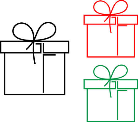 Gift Box, Present Box in stencil black, red and green Illustrationのイラスト素材