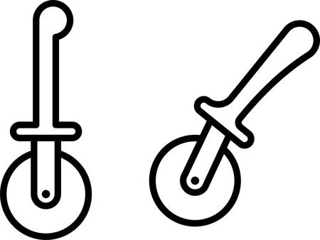 Pizza Cutter Icon on black stencil illustrationのイラスト素材