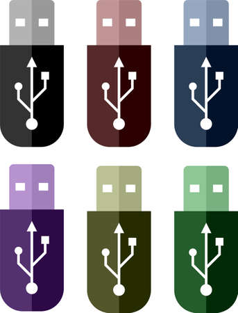 Flash Drive Icon on differennt colors Art Illustrationのイラスト素材