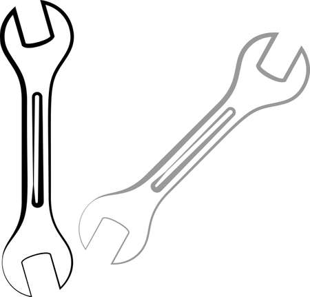 Open End Wrench Icon, Spanner Vector Art Illustrationのイラスト素材