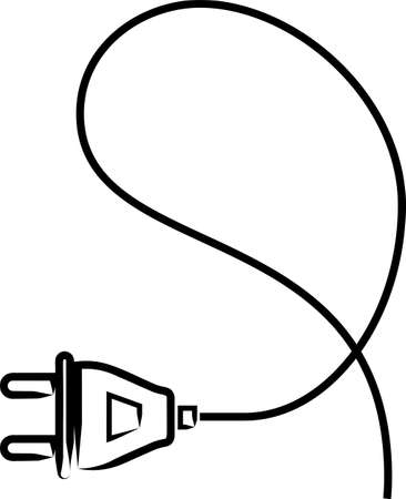 Power Plug With Wire Icon Vector Art Illustrationのイラスト素材