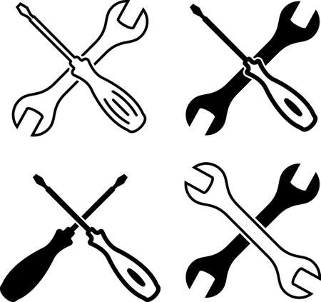 Screwdriver And Open End Wrench Vector Art Illustrationのイラスト素材