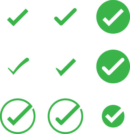 Tick Mark Icon Collection, Check Mark, Right Mark, Vector Art Illustrationのイラスト素材
