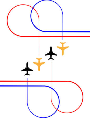 Airplane Flying Formation, Air Show Display, The Disciplined Flight Vector Art Illustrationのイラスト素材