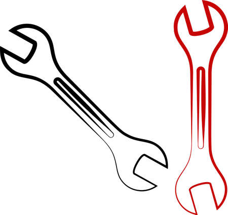 Open End Wrench Icon, Spanner Vector Art Illustrationのイラスト素材