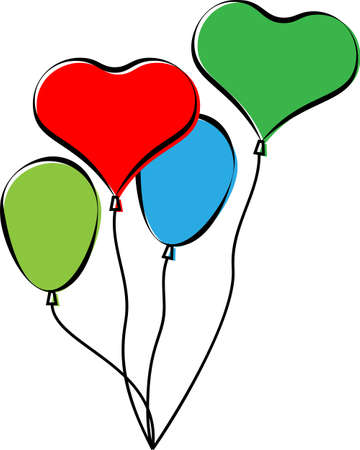 Balloon, Helium Filled Balloon In Red Green Blue Color Vector Art Illustrationのイラスト素材