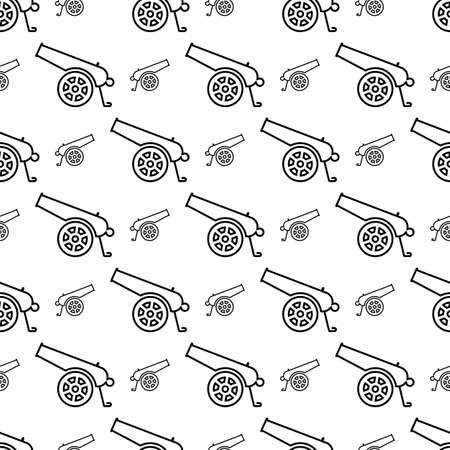 Cannon Icon Seamless Pattern, Weapon Icon, Old Style Vector Art Illustrationのイラスト素材