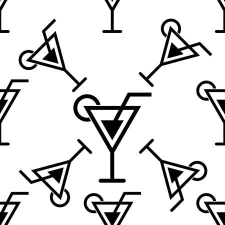 Cocktail Icon Seamless Pattern, Cocktail Vector Art Illustrationのイラスト素材