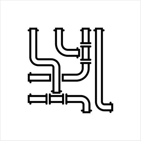 Pipe Icon, Pipe Fitting Icon, Water, Gas, Oil Pipeline, Plumbing Work Vector Art Illustrationのイラスト素材