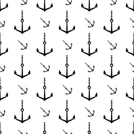 Anchor Icon Seamless Pattern, Flat Vector Art Illustrationのイラスト素材
