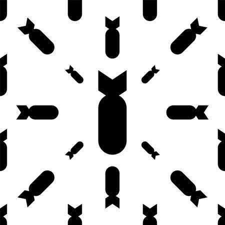 Bomb Icon Seamless Pattern, Explosive Device Vector Art Illustrationのイラスト素材