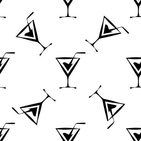 Cocktail Icon Seamless Pattern, Cocktail Vector Art Illustrationのイラスト素材
